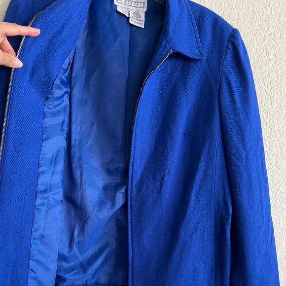 Dressbarn Wool Vintage Blazer Blue Zip Up Lined Career Long Sleeve Chic Size 6 - Picture 8 of 12